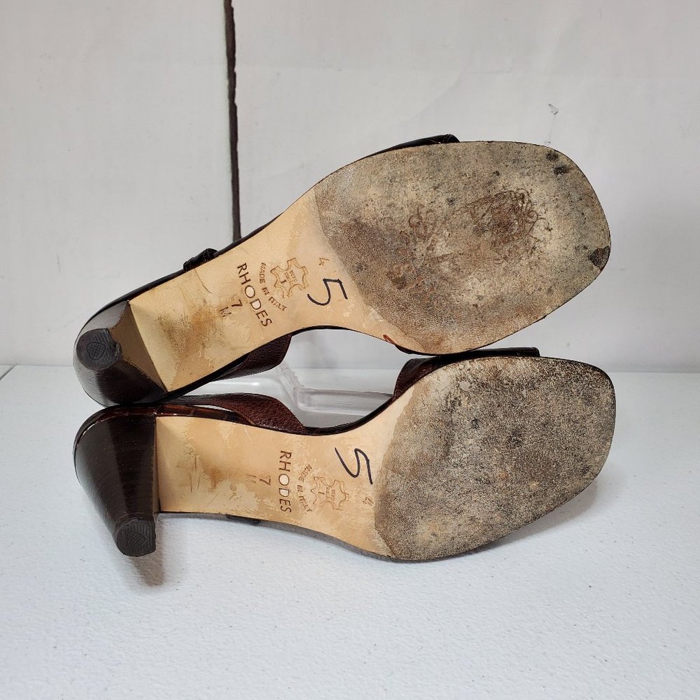 *SOLD* Brighton Rhodes Croc Embossed Leather Sandals 7M - Picture 7 of 10